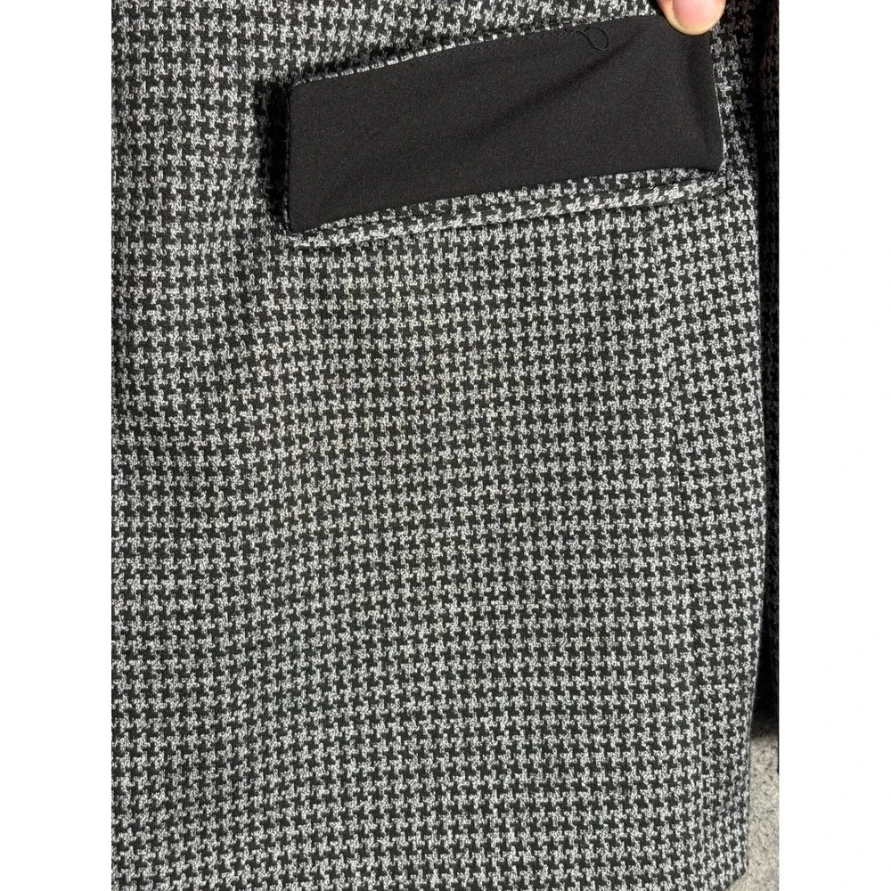 LOFT‎ Womens Houndstooth Blazer Black White Single Button Jacket Size 12 FA22